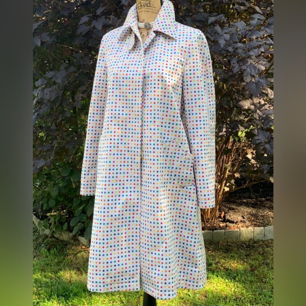 PAUL SMITH Blue collection ladies 100% cotton size 10 Polka Dot coat GUC - Picture 3 of 15